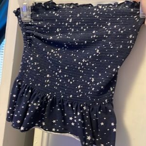 Strapless star navy blue top.
